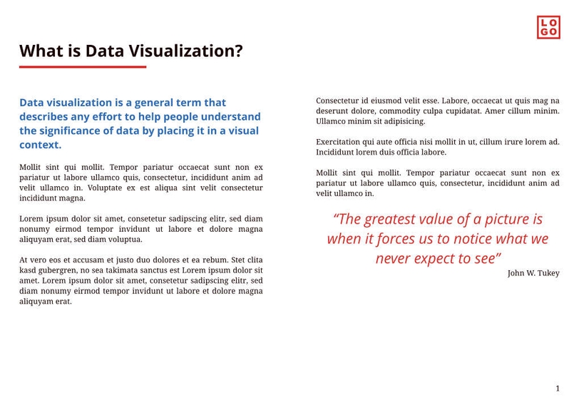 Free booklet  data visualization template