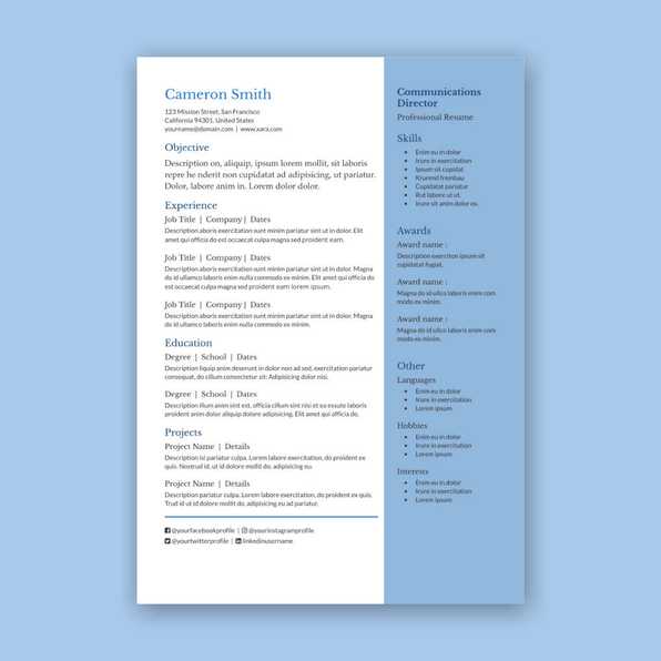 Free Customizable And Beautiful Resumes Templates From Xara Cloud 0717