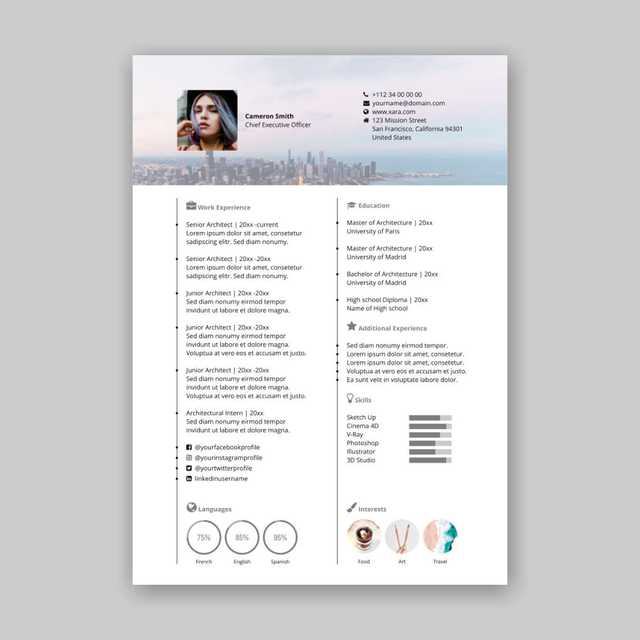 Free Customizable And Beautiful Resumes Templates From Xara Cloud 4672